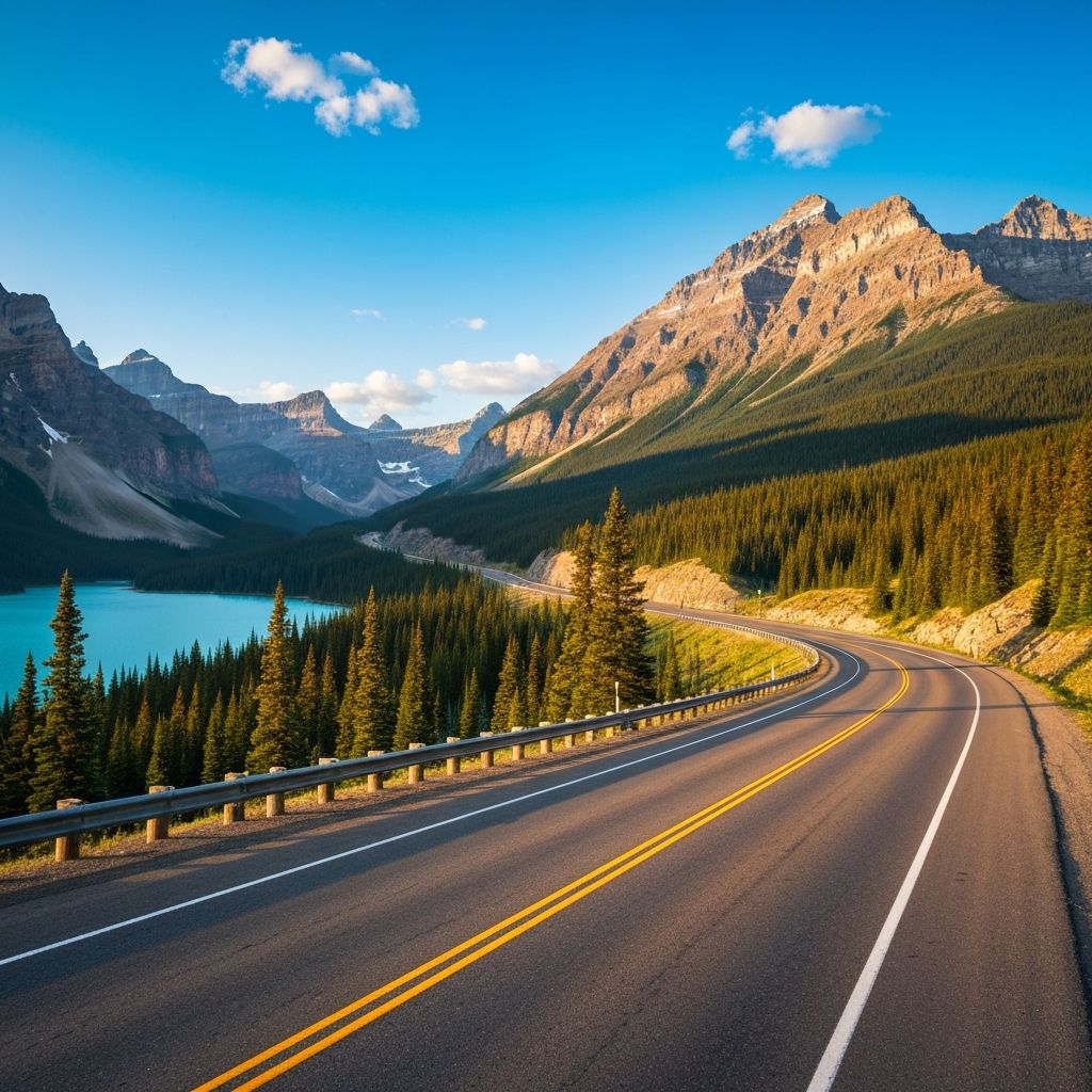 Scenic highway through the Canadian Rockies